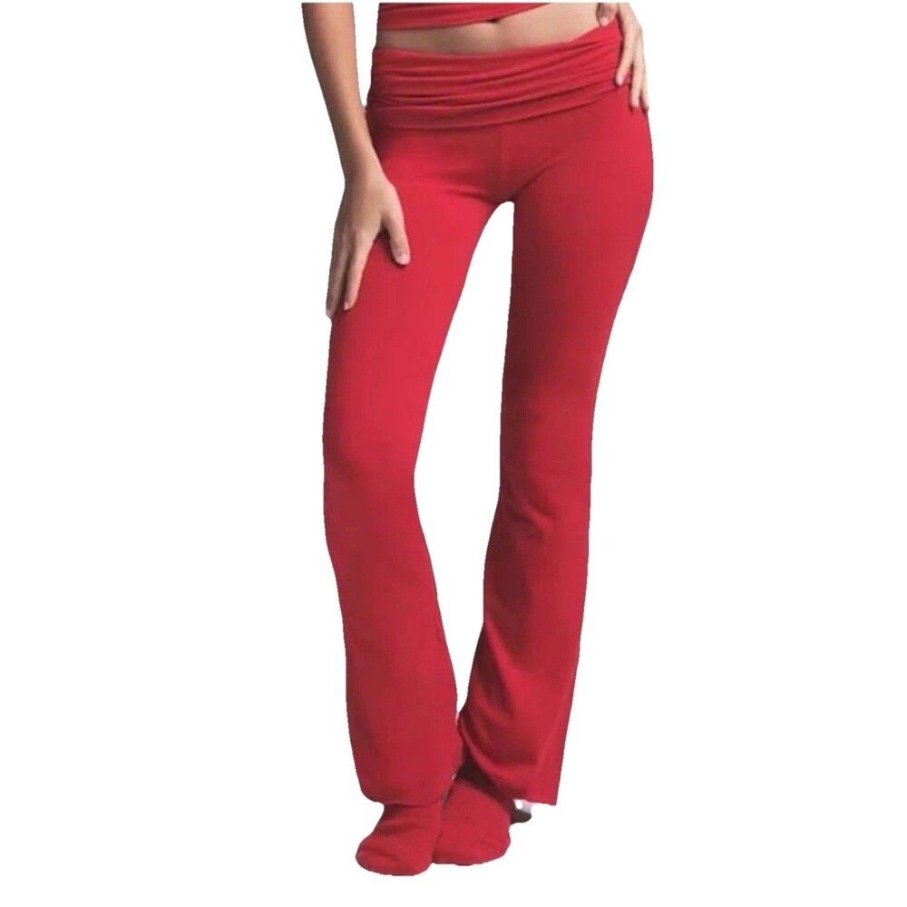 SKIMS Cotton Jersey Foldover Pant Leggings Brick Red Womens Small Petite S Flare